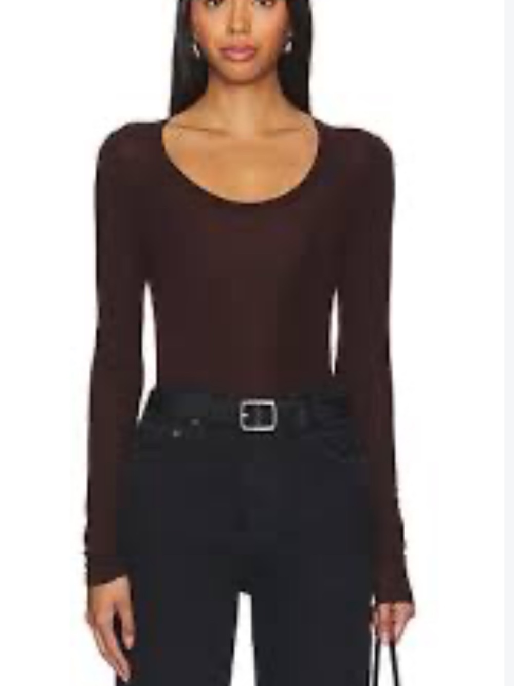 AGOLDE Corey Scoop Neck Tee Infusion Long Sleeve Scoop Neck Top Brown Revolve XS